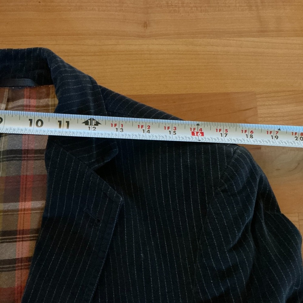 Drykorn Oslo Pinstripe Blazer 54 /44R Black Velvet Cotton Sport Coat Plaid Lined - Picture 9 of 11